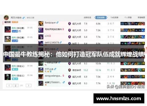 中国最牛教练揭秘：他如何打造冠军队伍成就辉煌战绩